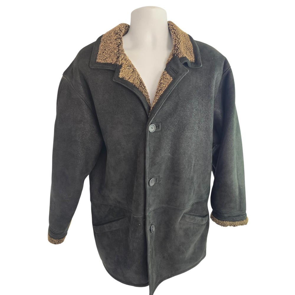 Joseph & Lyman Men's Leather Shearling Sheepskin Vintage Coat Jacket 42 L XL