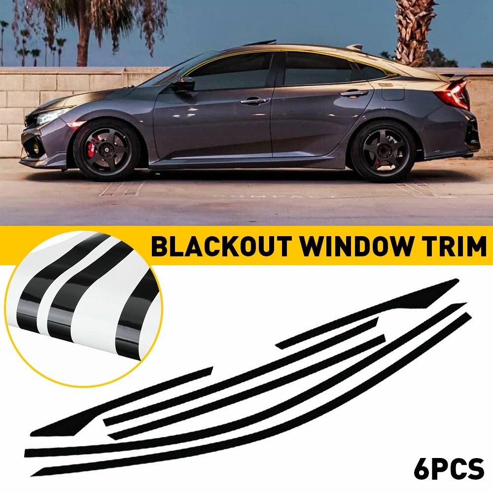 For 2016-2021 Civic Honda Sedan Chrome Delete Blackout Window Trim matte Black