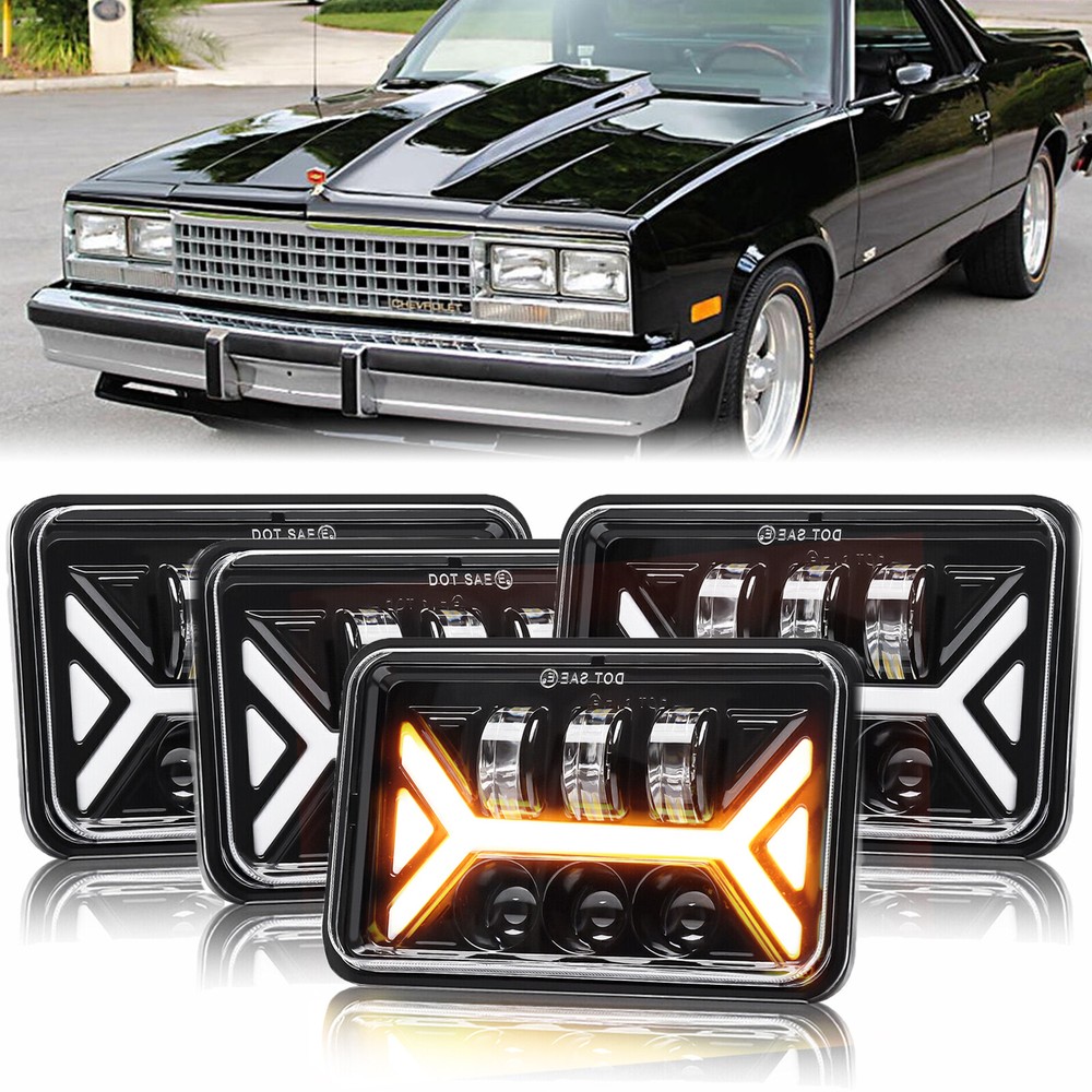4PCS 4x6 Inch LED Headlights Hi/Lo Beam DRL Compatible with 1977-1981 Pontiac Firebird Trans Am