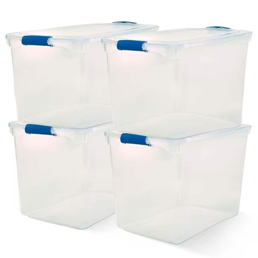 112 qt. Clear Heavy Duty Stackable Storage Containers 4-Pack