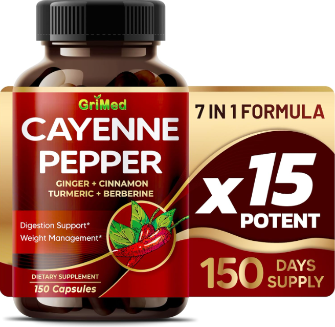 Ultra Cayenne Pepper 20200mg X15 Power Caps with Ginger Cinnamon Turmeric Berberine  