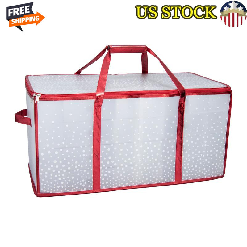 128-Slot Ornament Storage Tote with Dividers & Carry Handles