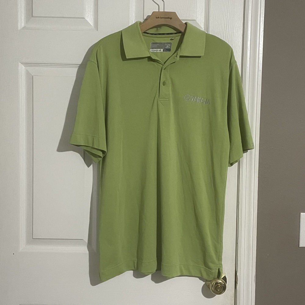 Yamaha Polo Shirt Men's Medium Short Sleeve Green Embroidered Moisture Wicking Breathable Casual Wear