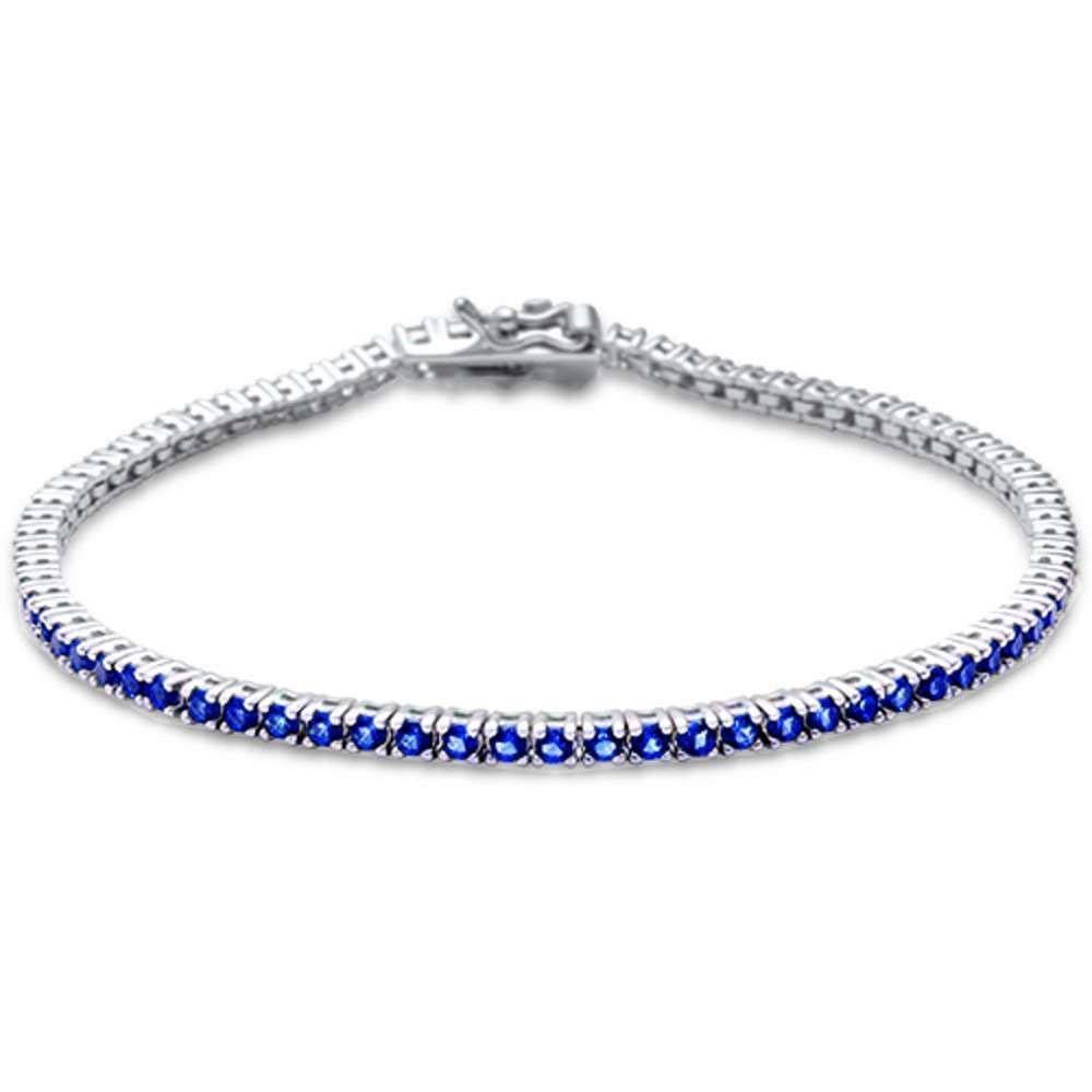 Lab-Created Sapphire Tennis Bracelet in Sterling Silver - Secure Clasp  7.25