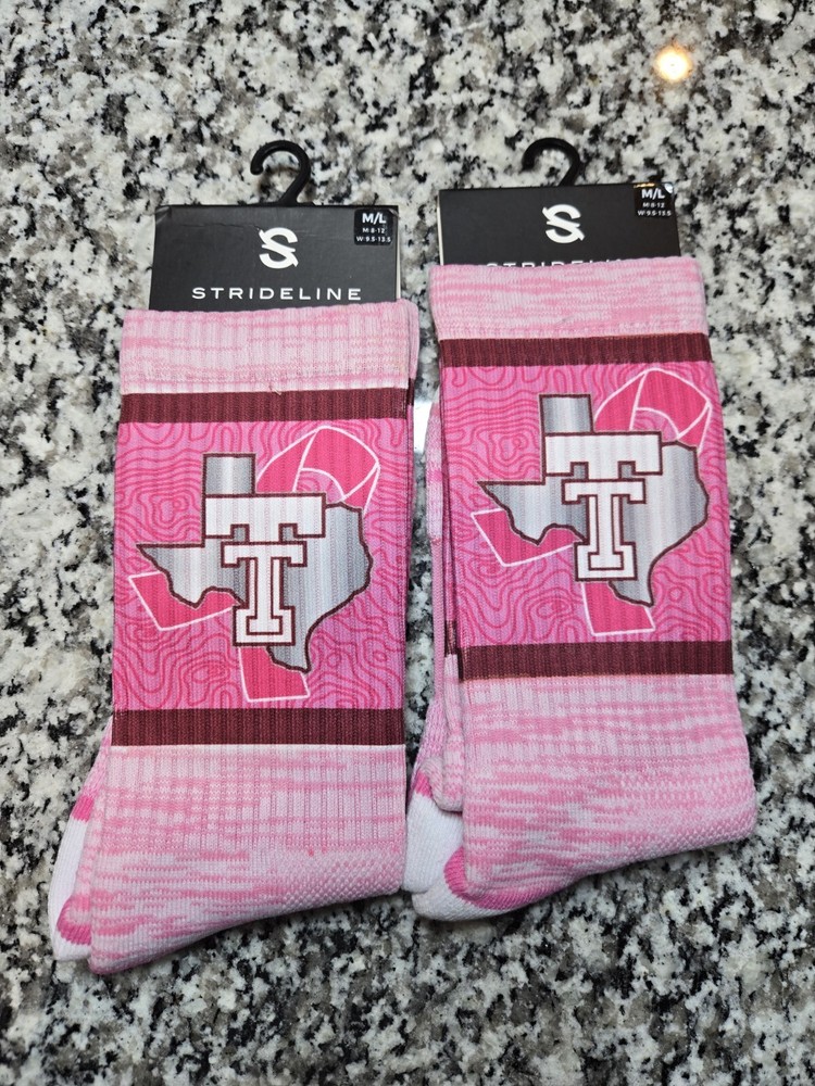 Texas Tech Red Raiders NCAA Team Logo Breast Cancer Awareness Socks