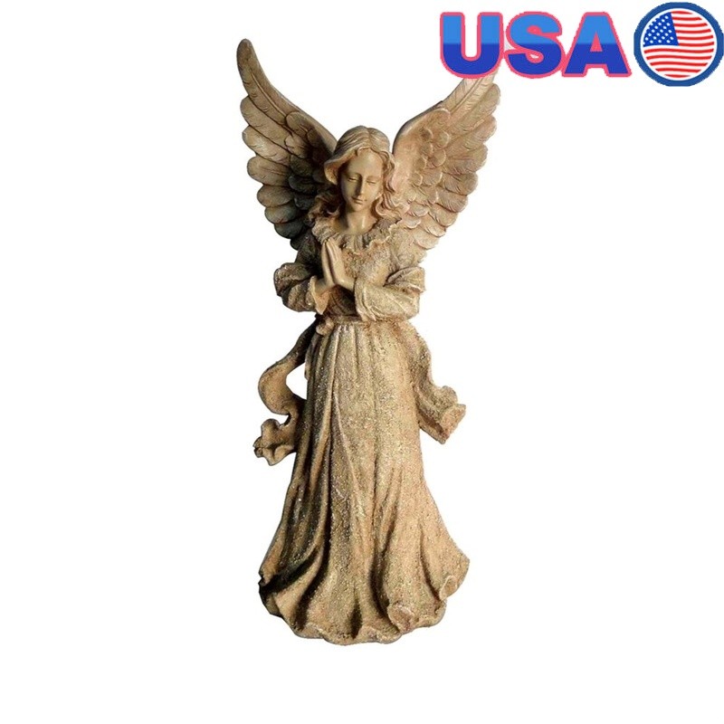 Sand Finish Angel Statue W/ Wings Decorative Garden Home Decor Gift Idea New