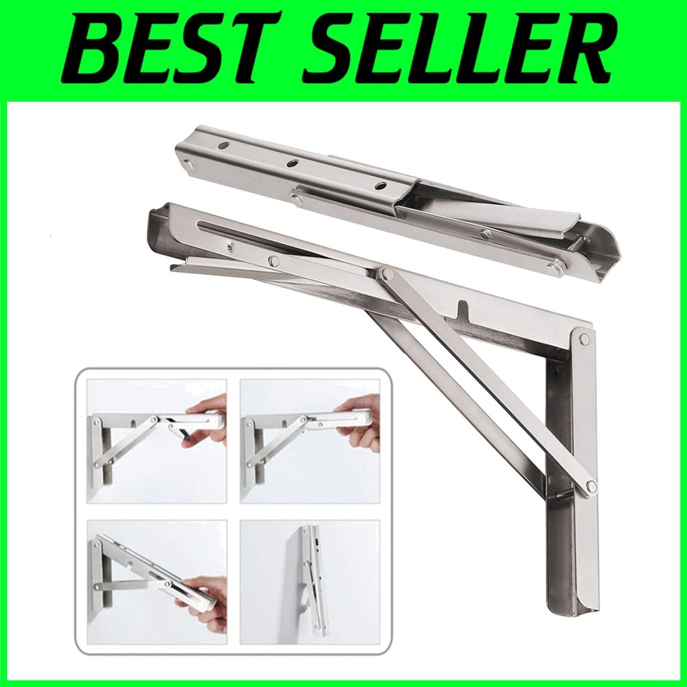 Folding Stainless Steel Shelf Bracket - 550 lb Capacity