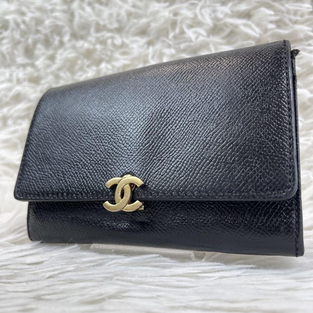 Chanel Coco Mark Lock Wallet in Black Caviar Leather Pre-Owned