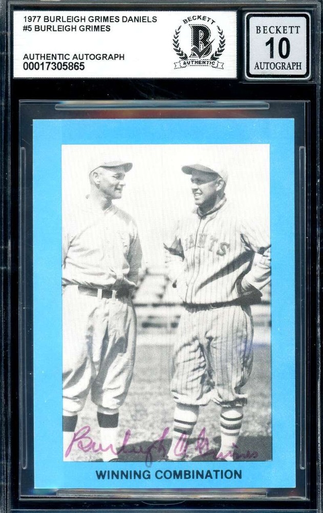 Burleigh Grimes Gem Mint 10 Beckett BAS Signed 1977 Daniels Autograph 5