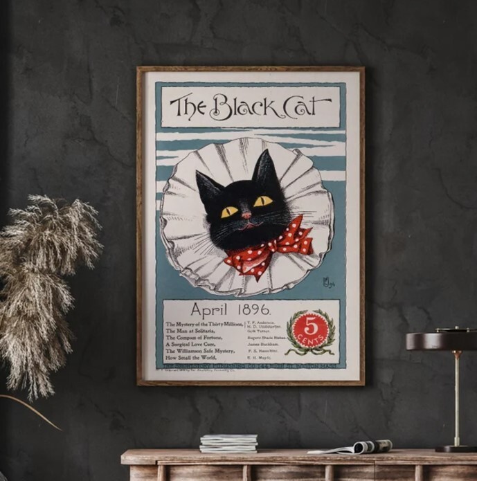 The Black Cat, April 1986, American Poster, Vintage Magazine Cover