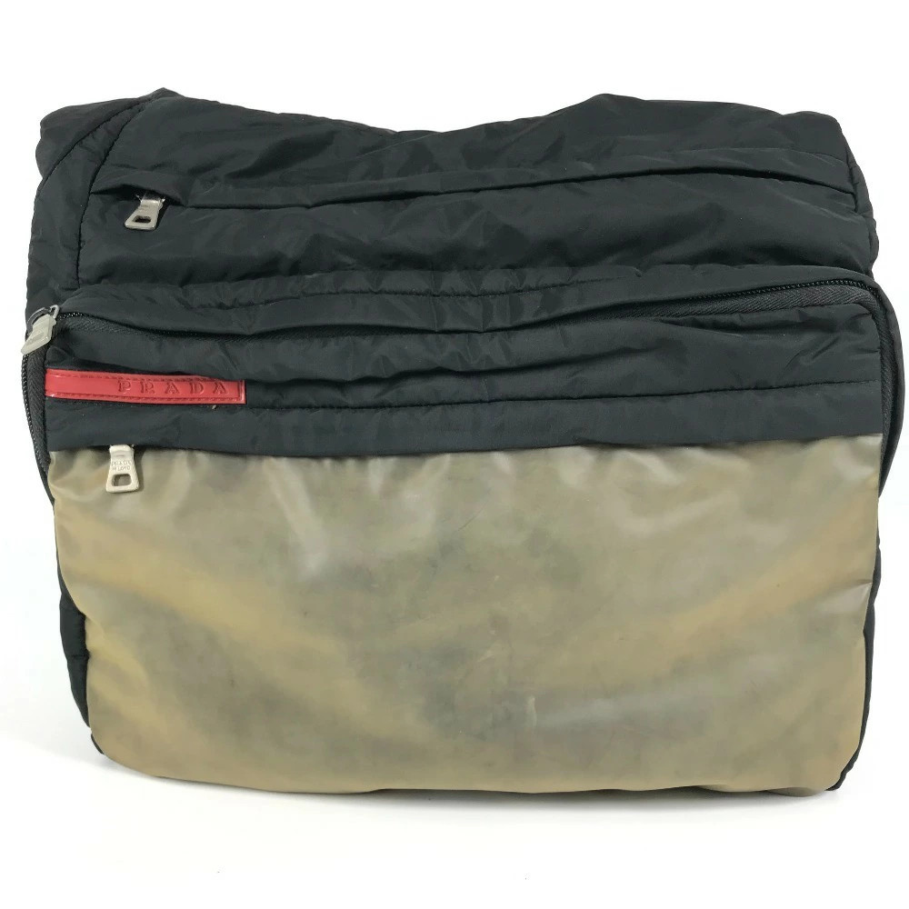 RARE PRADA Nylon Logo Crossbody Shoulder Bag Unisex Black Pre-Owned