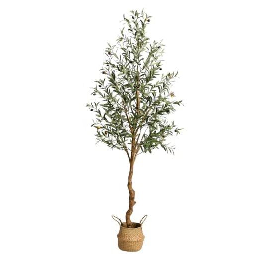 Artificial Olive Tree 6FT(72in) Tall Faux Silk 1 6 Ft Olive Tree With Basket