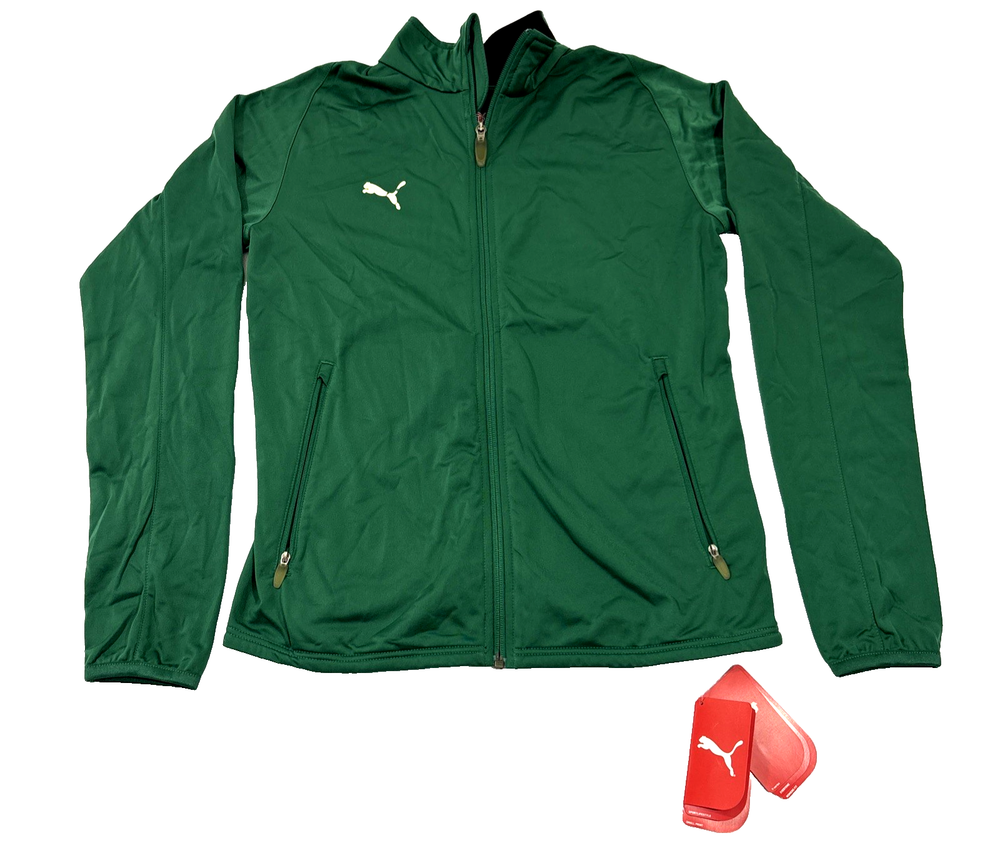 Puma Womens Training Running Jacket Medium Green Full Zip Long Sleeve NWT READ