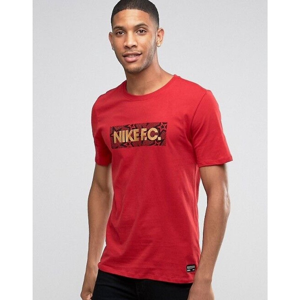 NIKE FC STARS BLOCK RED BLACK METALLIC GOLD SOCCER SHIRT SZ LARGE ( 829560-687 )