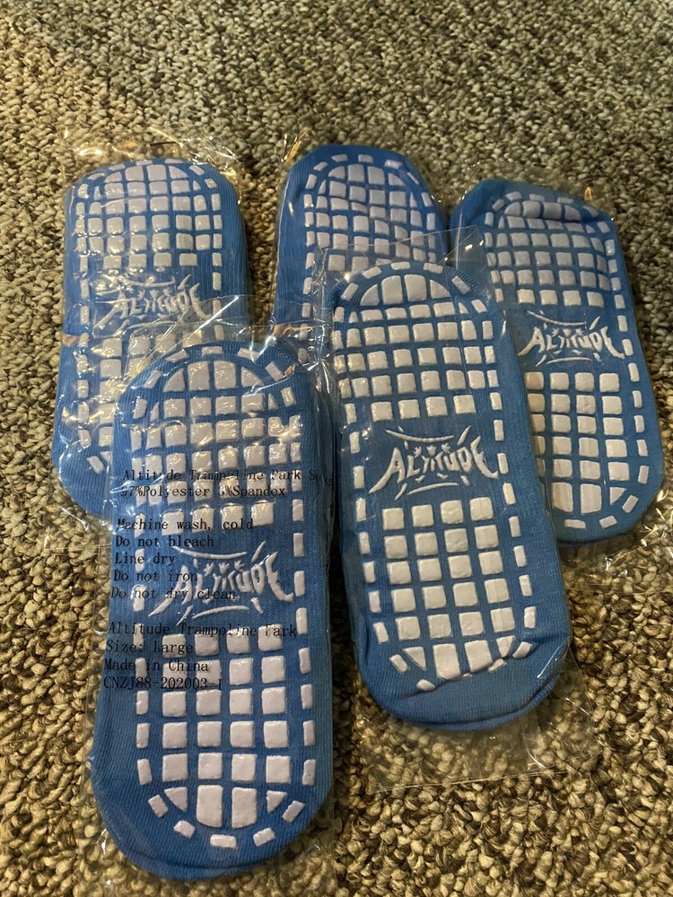 (5 Pair) Altitude Air Non-Slip Bottom Grip Trampoline Socks Size Large