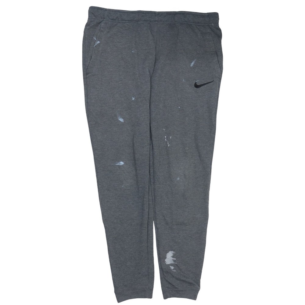 Nike Mens Dri Fit Joggers Dark Grey Elastic Waist Pockets Tapered Loungewear L