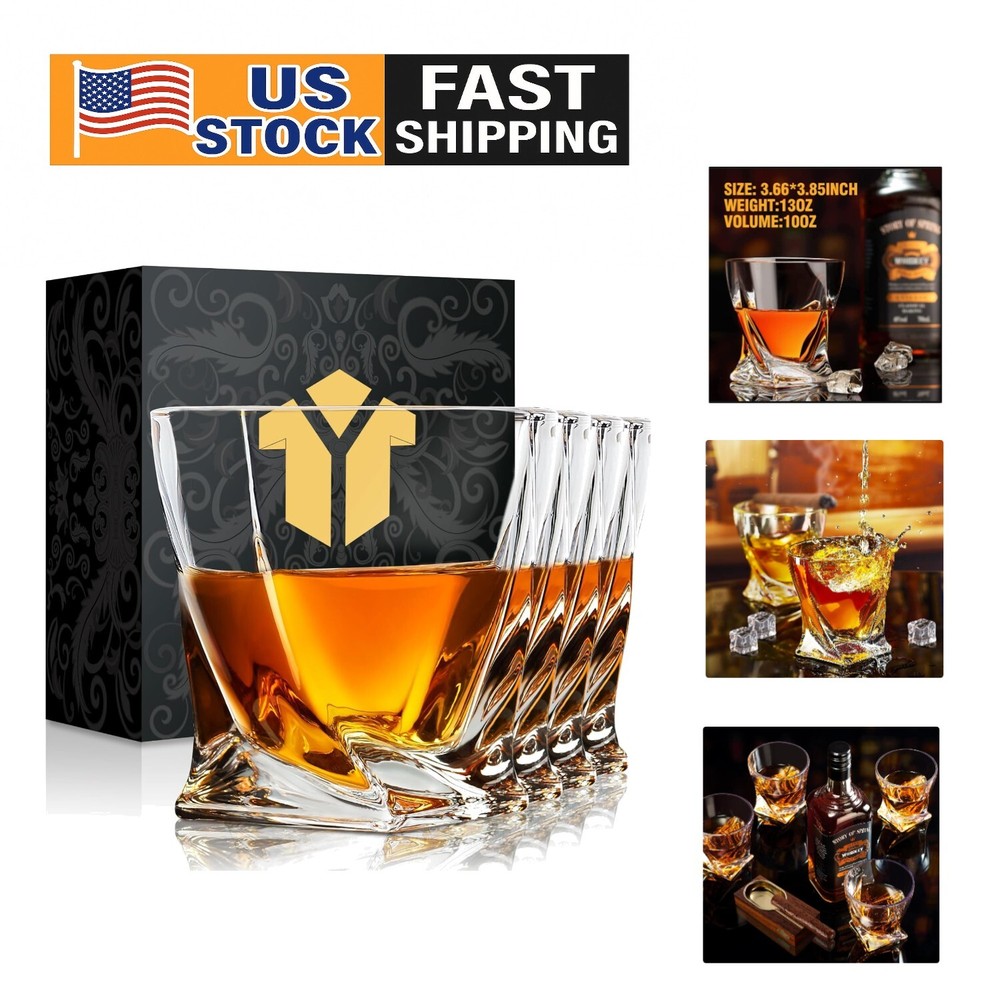 Vintage Style Set of 4 Heavy-Duty Whiskey Glasses - Ideal for Bourbon and Scotch