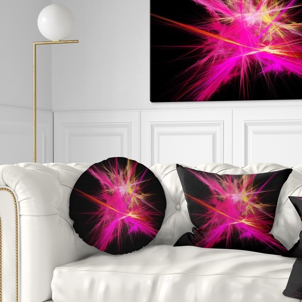 Designart 'Pink Fractal Chaos Multicolored Rays' Abstract