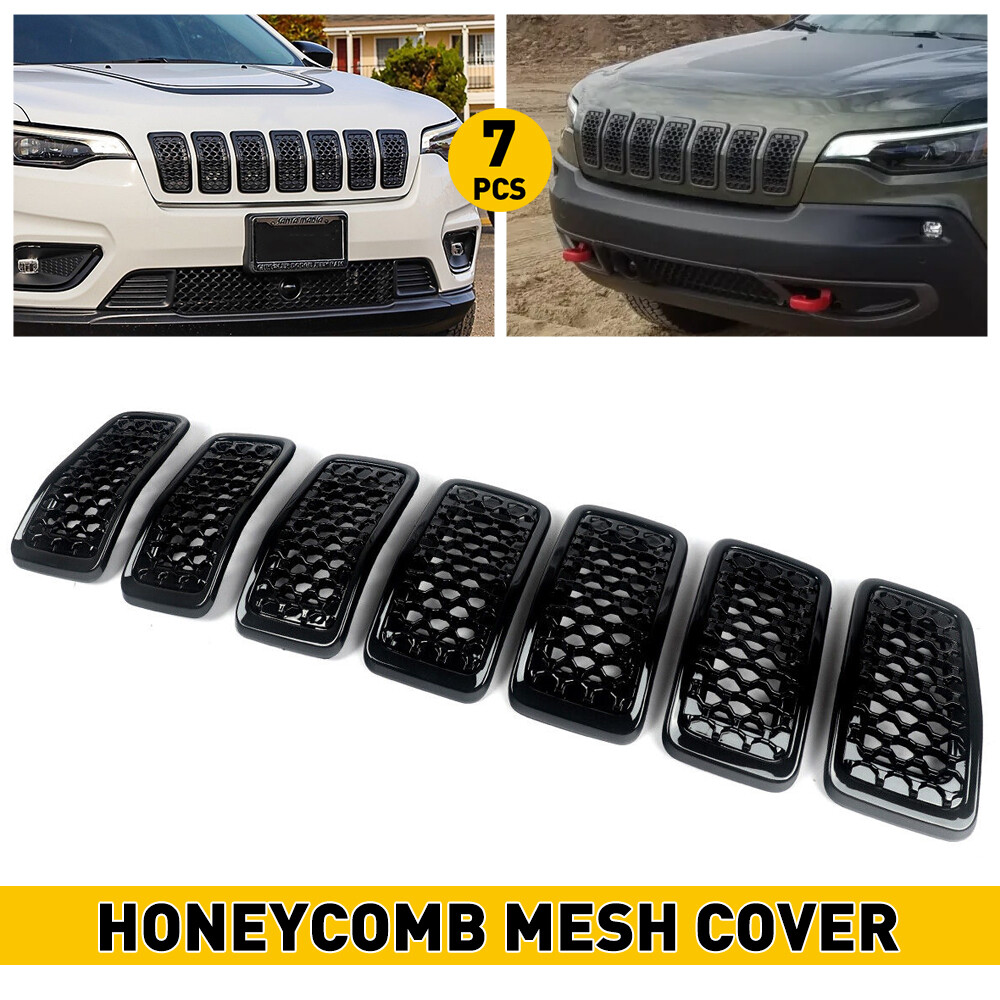 For 2019 20 21-2022 Jeep Cherokee Front Grill Mesh Insert Grille Trim Cover 7PCS