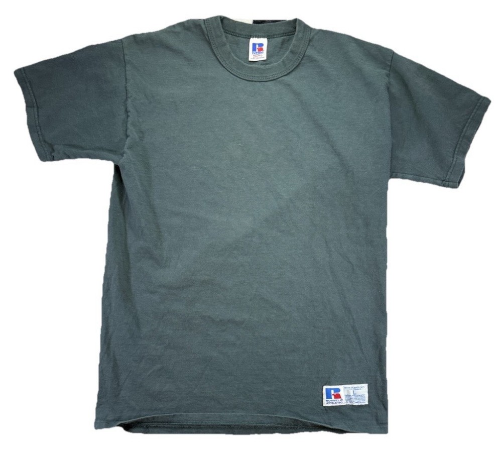 Vintage 90s Russell Athletic Blank T Shirt Youth Large Black Y2K Sport Retro