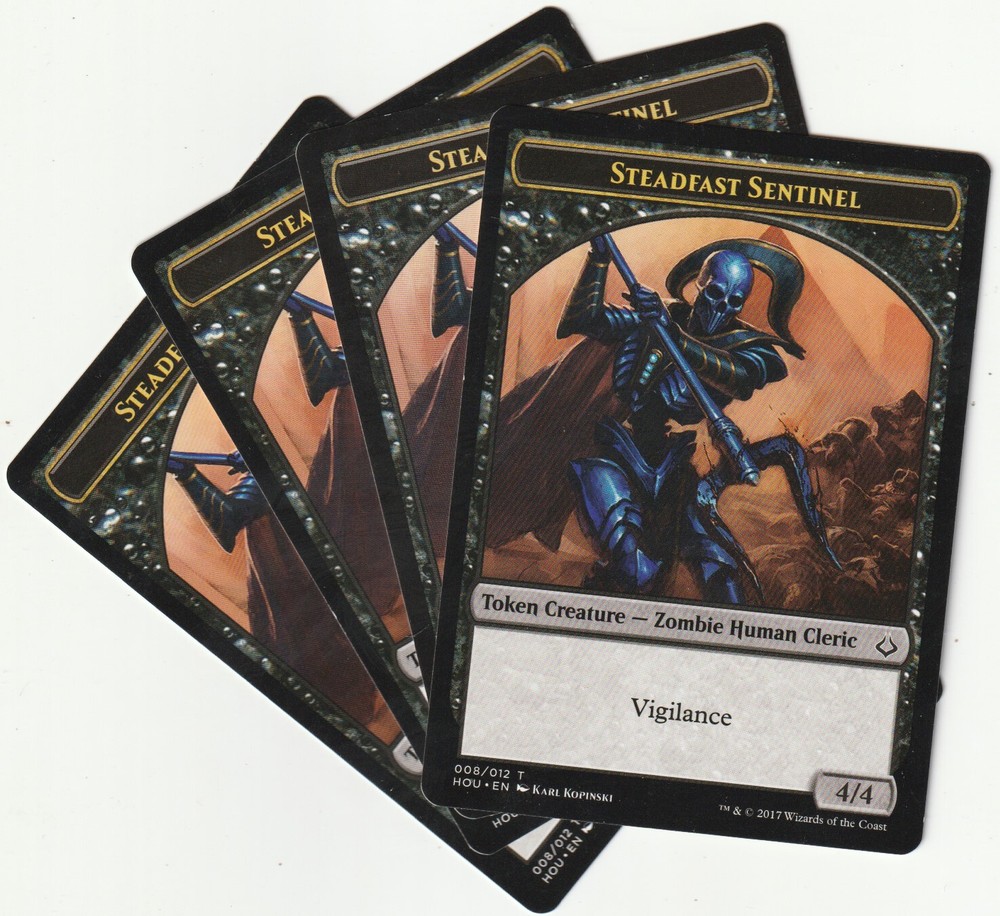 ✪ 4 MAGIC The Gathering STEADFAST SENTINEL Black Creature Tokens PLAYSET HOU/EN