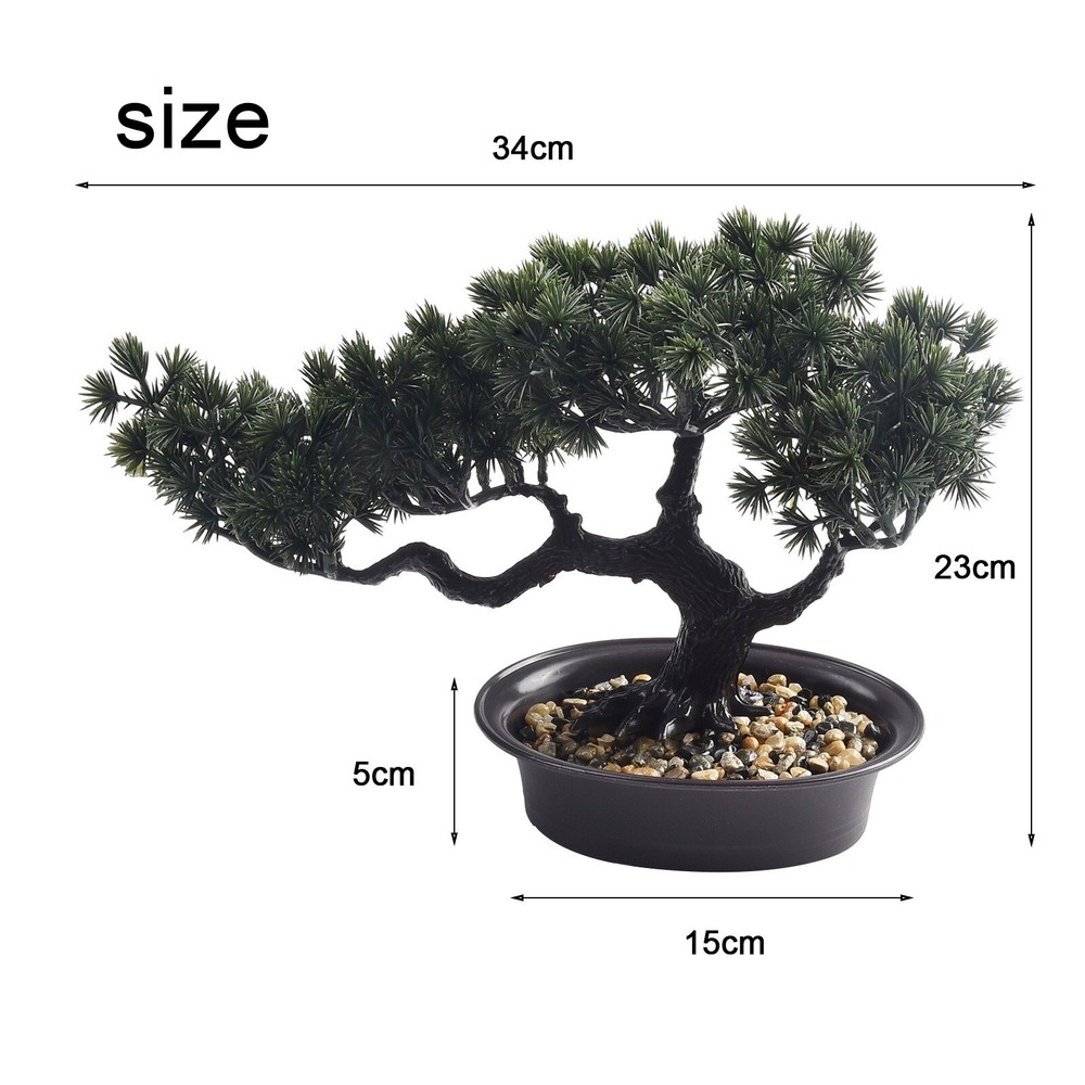Decorative Artificial Realistic Plastic Desk Faux Bonsai Tree Potted Plant Pot