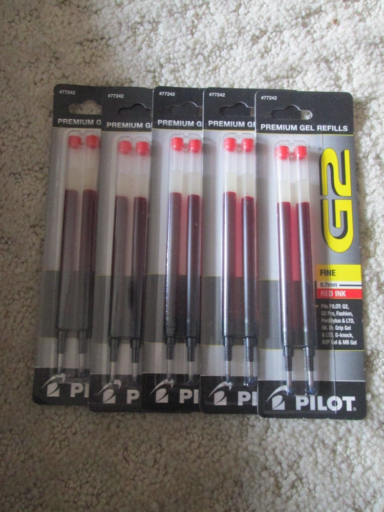 5 Packs (10 Pilot Refills Total)G2 07 Gel Ink Rolling Ball Pen 0.7mm Fine Point