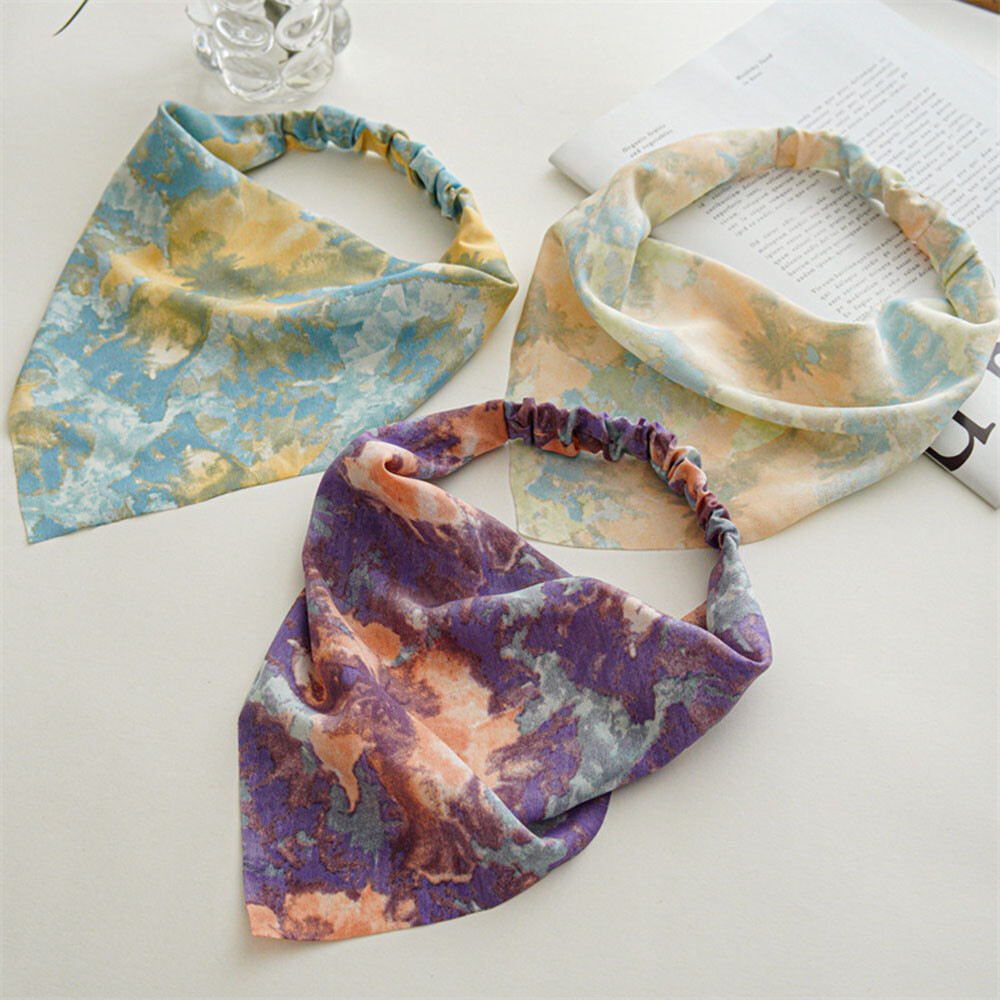 Hair Accessories Soft Elastic Hair Band Gradient Print Head Wrap Fashion Vintage