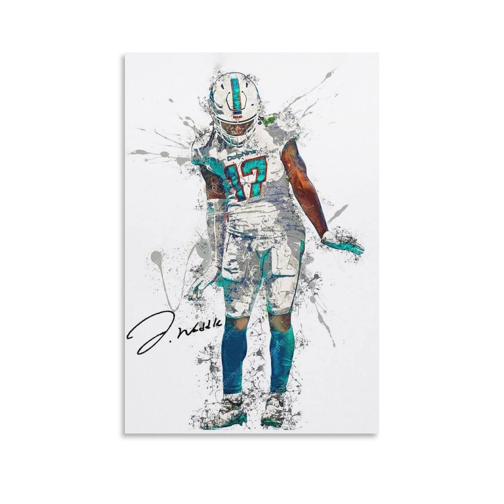 Jaylen Waddle Signed Poster Canvas Painting Wall Art Home Dec