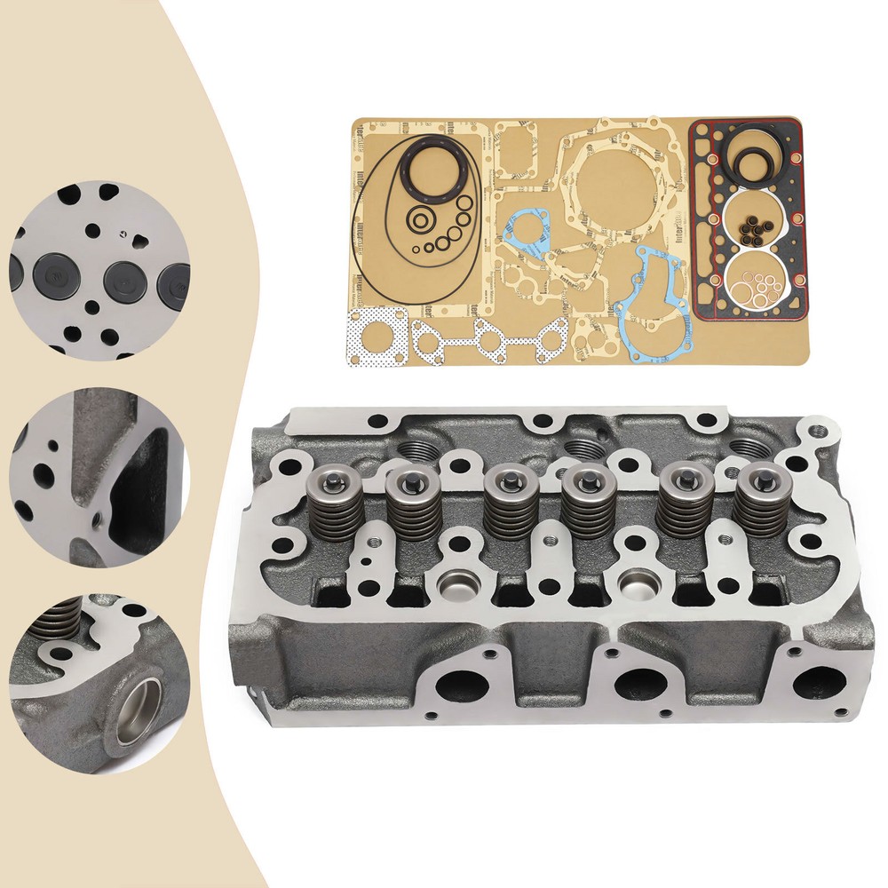 Kubota Tractor Complete Cylinder Head with Valves Springs and Full Gasket Kit