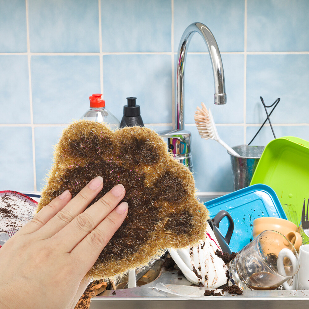 2 Pcs Dish Towels Kitchen Scrub Pad Scouring Cutlery Serving Utensils