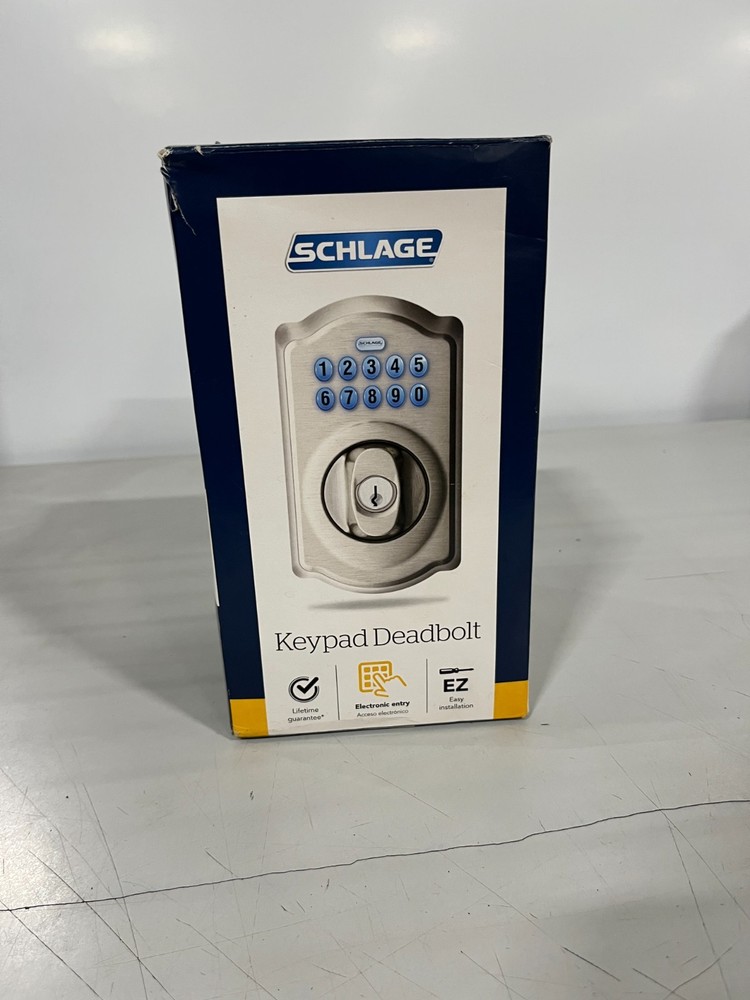 Schlage BE365VCAM619 Camelot Keypad Deadbolt in Satin Nickel