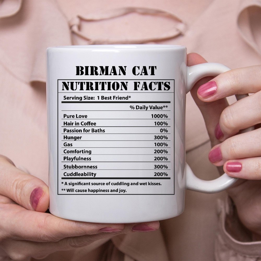 Funny Birman Cat Gifts Nutritional Facts White Coffee Mug