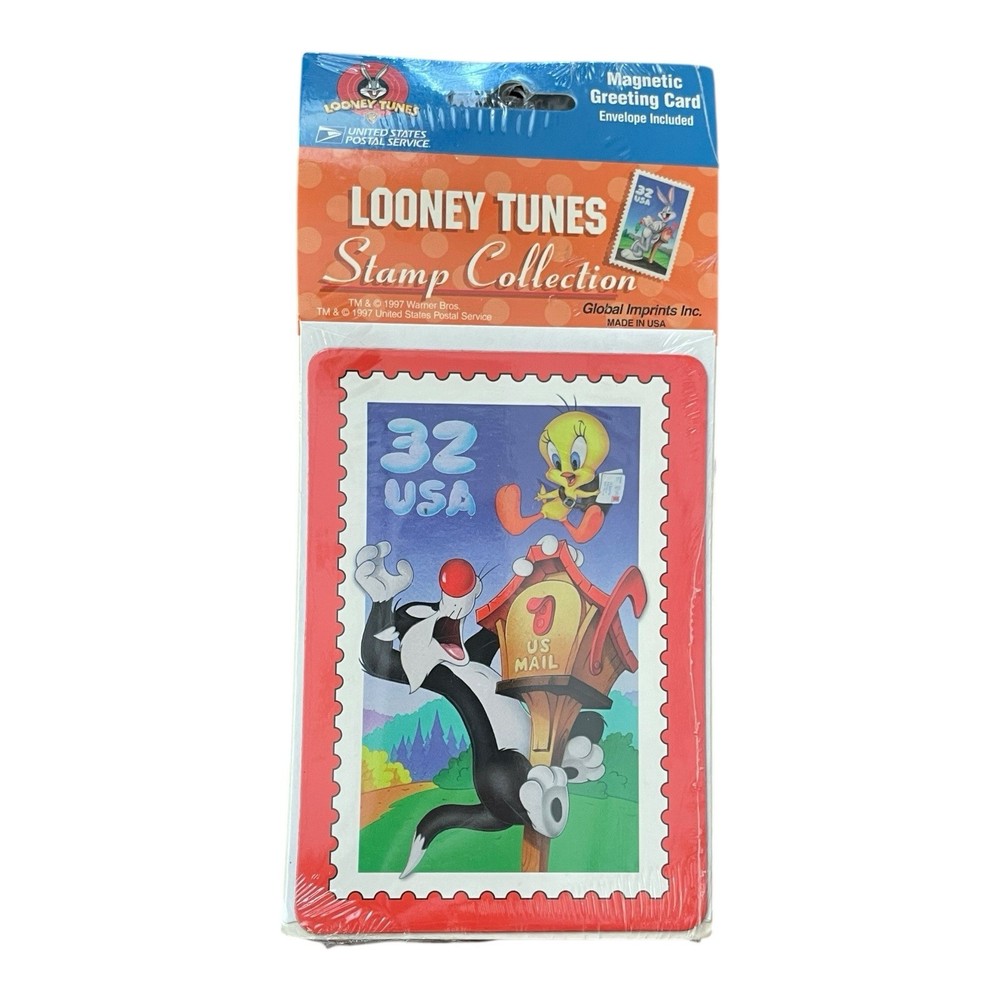 Looney Tunes Tweety Sylvester USPS Stamp Collection Magnetic Greeting Card