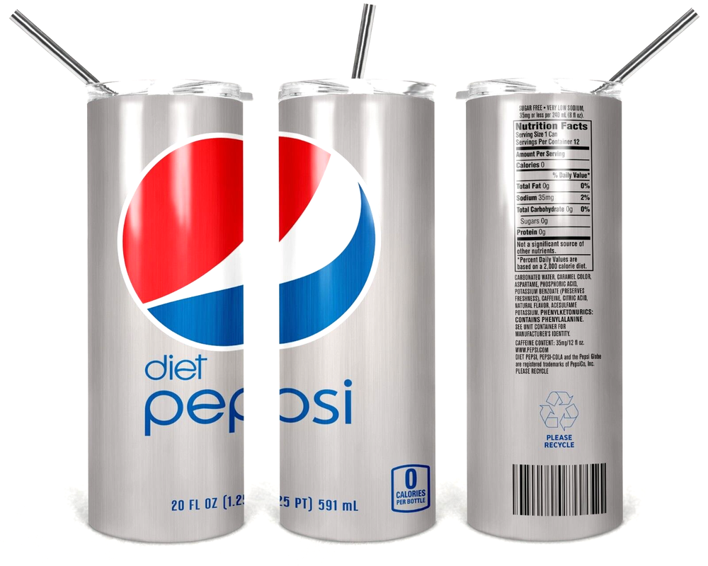 Diet Pepsi Multicolor 20 oz Insulated Tumbler  With Box Lid Clear Straw New
