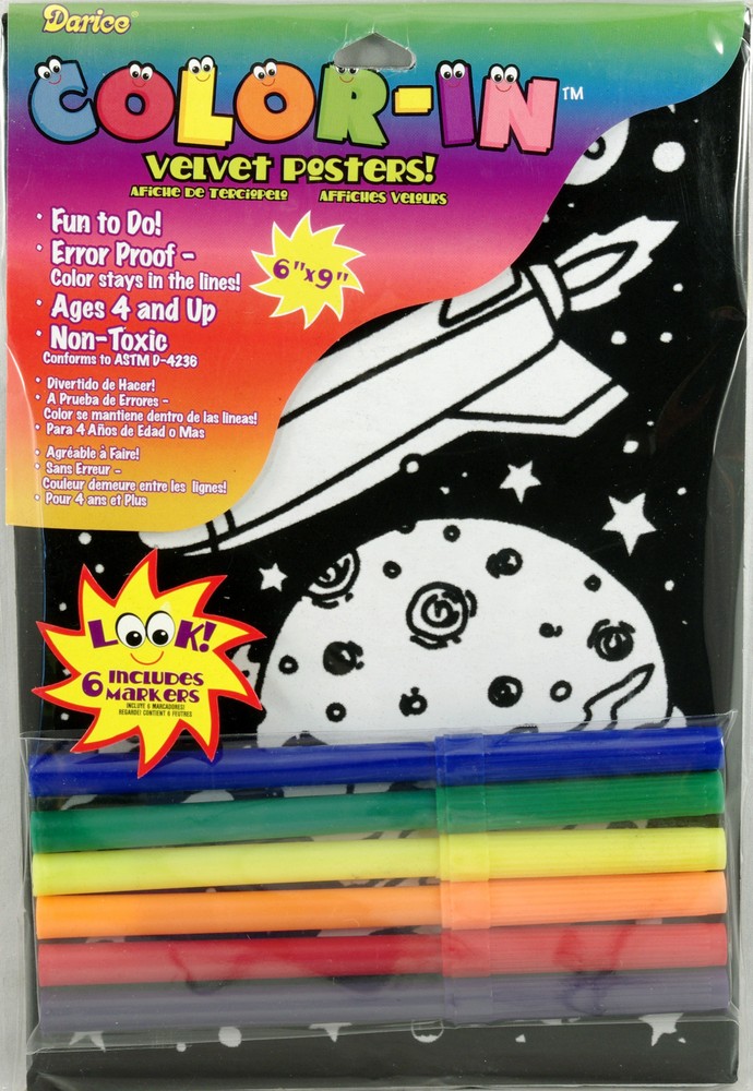 Kids Crafts - Darice Color-In Velvet Poster 6”x9” with Markers Sets