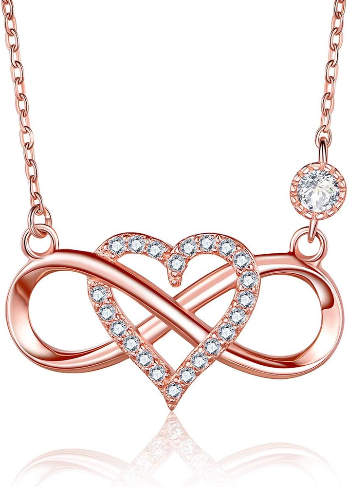 Necklaces for Women White/Rose Gold Plated 925 Sterling Silver Womens Necklace C