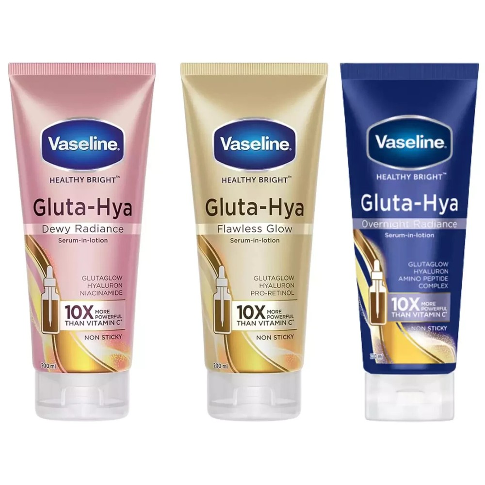 Vaseline Gluta-Hya Dewy Radiance + Flawless Glow Serum-In-Lotion Combo Of 3 Pcs