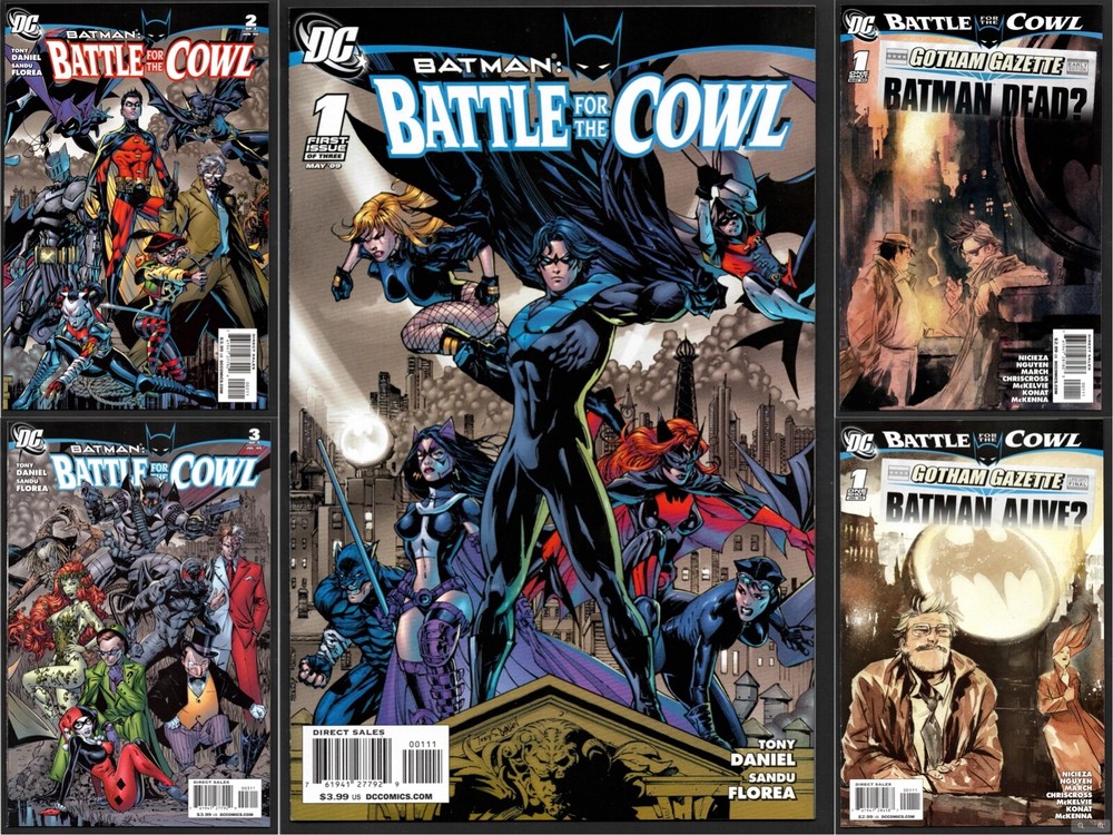 Batman Battle for the Cowl 1-3 with Gotham Gazette Alive Dead DC 2009 NM Condition