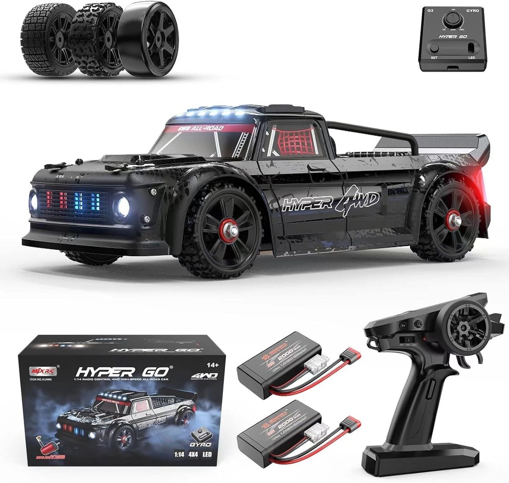 Durable Brushless RC Drift Car - 1/14 Scale with Interactive Lighting and 38 MPH