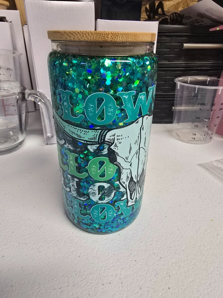 16oz Yellow Stone Custom Snow Globe Tumbler with Unique Design