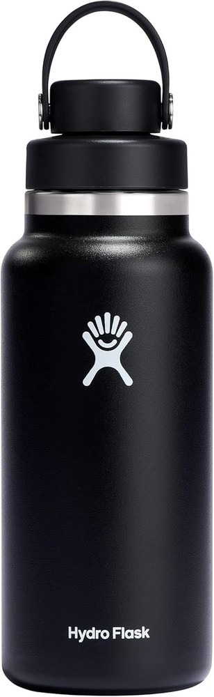 HYDRO FLASK Wide Mouth Chug Cap Vacuum Insulated 1 oz Stainless Steel Water Bottle in Black