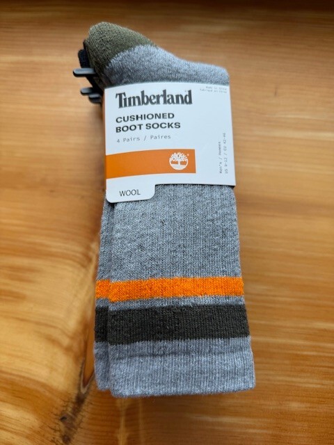 Timberland Men's Cushioned Boot Wool Socks 4 Pairs Shoe Size 9-12 Various Colors