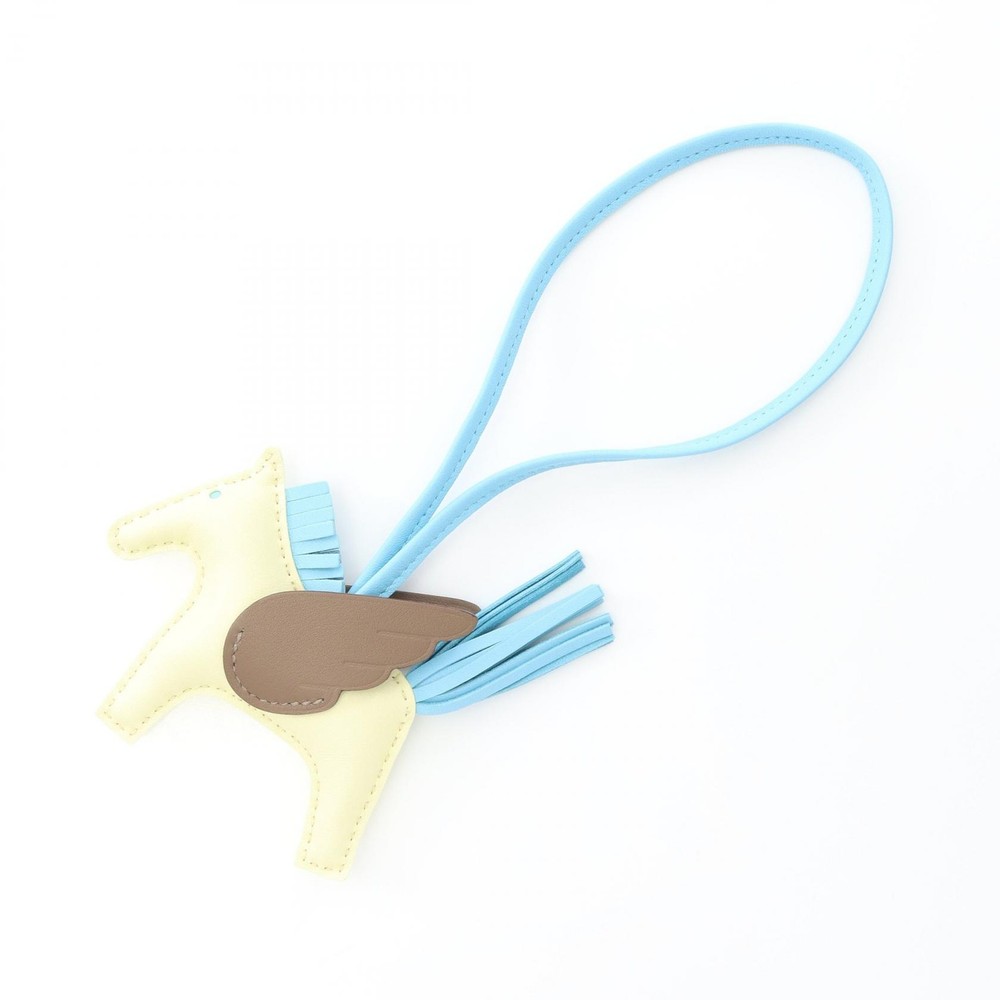 HERMES Rodeo Pegasus PM Bag Charm in Yellow Blue Swift Leather Agneau Milo Pre-Owned