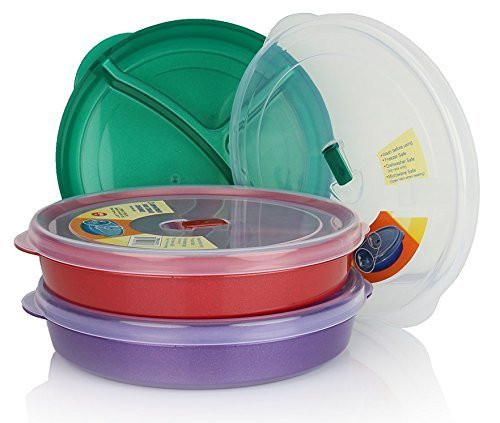 3-Piece Microwave-Safe Food Storage Containers with 3 Sections - Chef's 1st Choice
