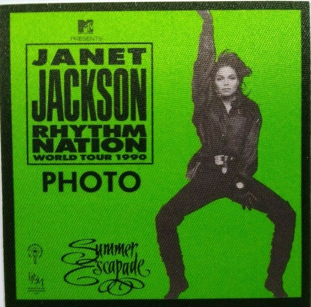 Janet Jackson Rhythm Nation Backstage Pass Original 1990 Dance Pop Soul Green