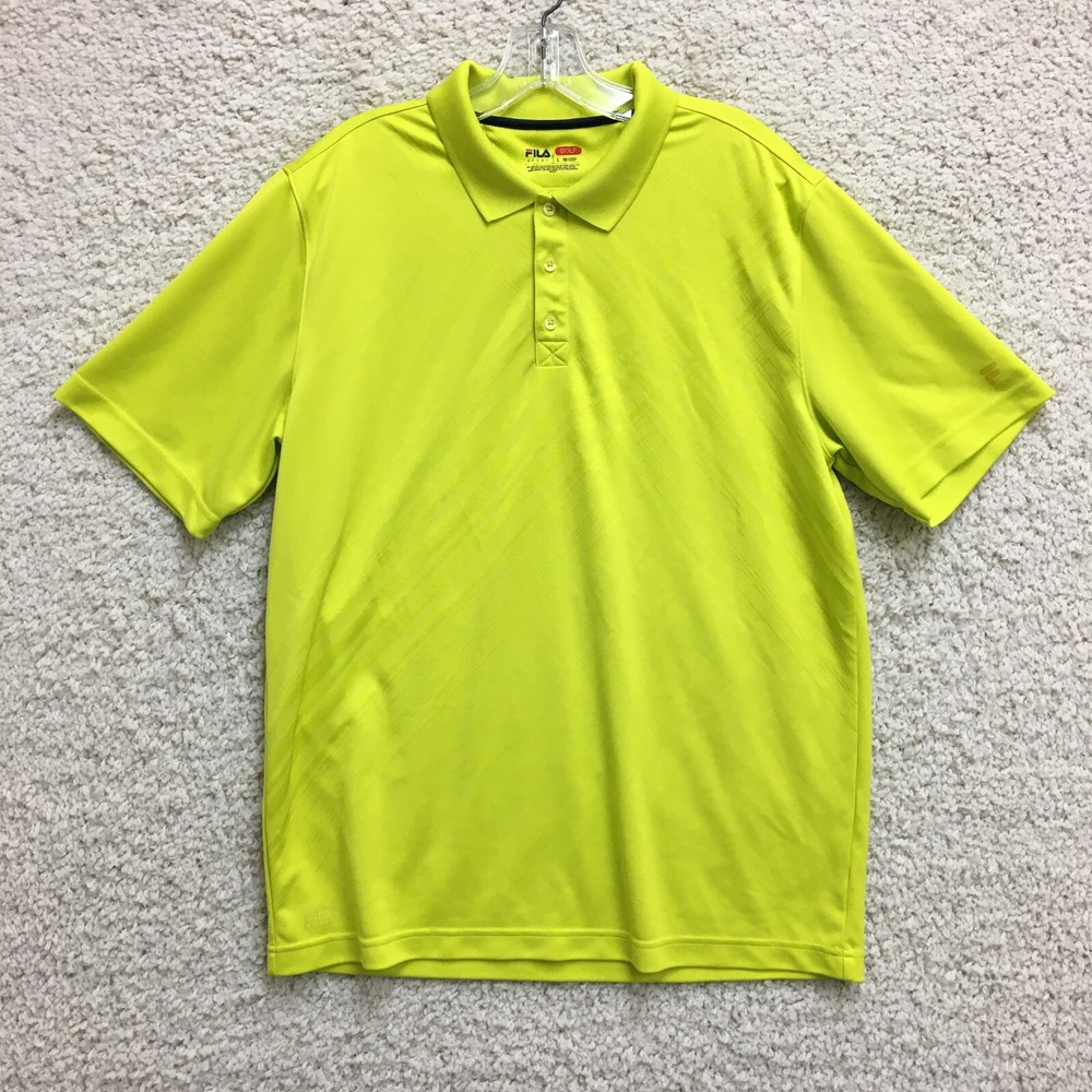 Fila Golf Polo Shirt Large Adult Green Performance Sport Logo Stretch Mens L