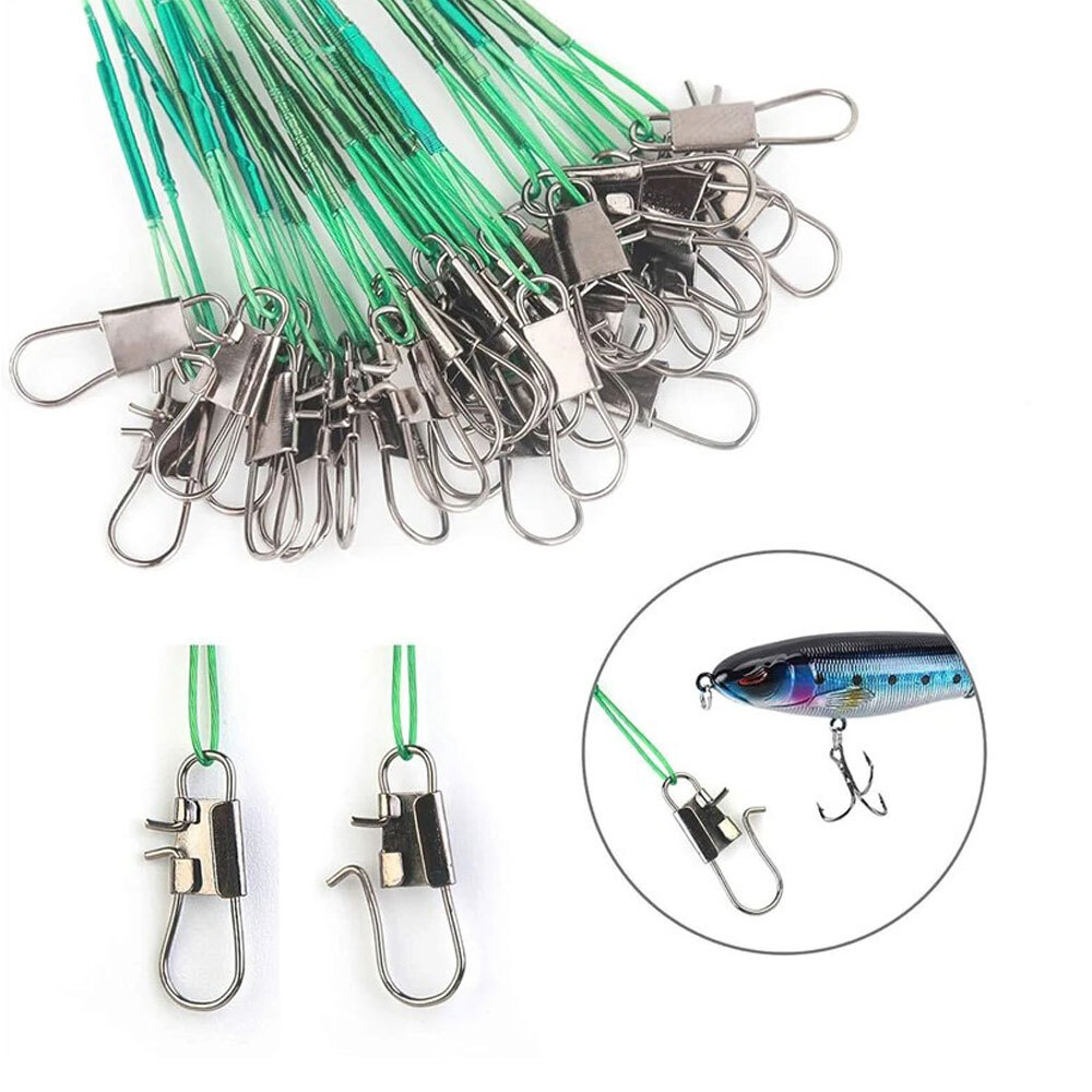 10pcs Anti-Bite Fishing Line Steel Wire Leader With Swivel Lead Core Leash Set