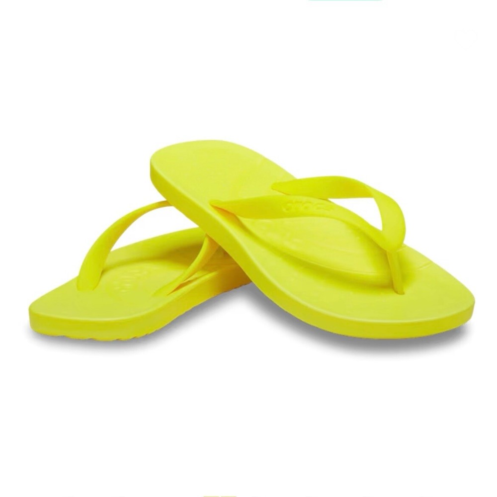 Crocs Flip Flop Sandal Summer Shoes Neon Yellow Acidity Womens Size 6 - Mens 4