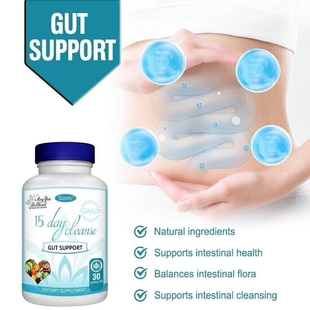 15 Day Cleanse Gut Support Intestinal Purification Detoxification 30 Capsules US